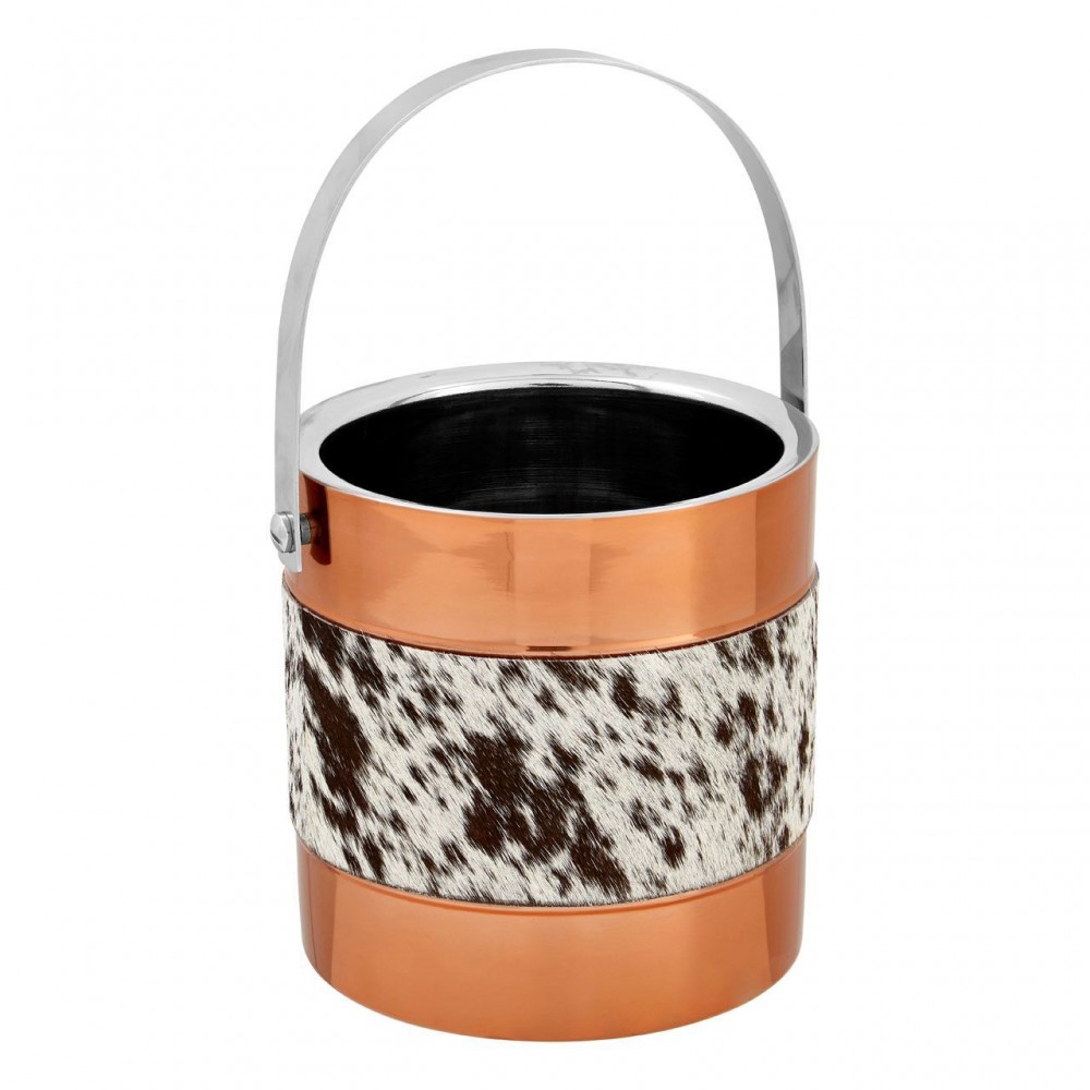 Copper and Cowhide Ice Cube Bucket Smithers Tableware £39.00 product_features
