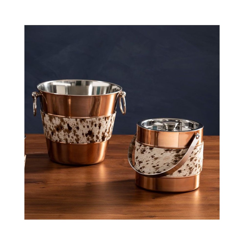 Copper and Cowhide Ice Cube Bucket Smithers Tableware £39.00 product_features