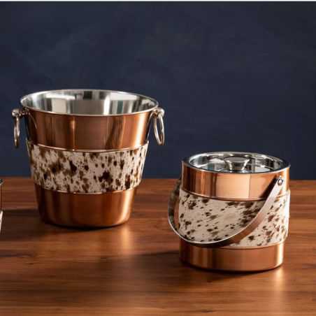 Copper and Cowhide Ice Cube Bucket Tableware  £42.00 Store UK, US, EU, AE,BE,CA,DK,FR,DE,IE,IT,MT,NL,NO,ES,SECopper and Cowhi...