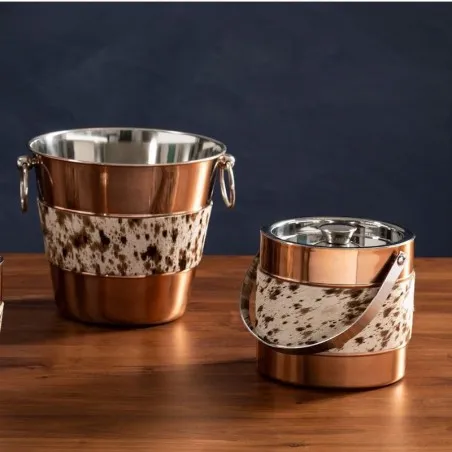 Copper and Cowhide Ice Cube Bucket Smithers Tableware £39.00 product_features