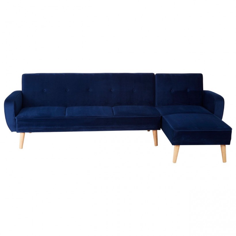 Blue Velvet Corner Sofa Bed Vintage Antique Style Uk • UK, US & Canada
