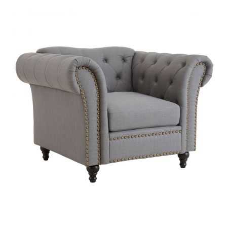Chesterfield Armchair Upholstered In Grey Designer Furniture Smithers of Stamford £875.00 Store UK, US, EU, AE,BE,CA,DK,FR,DE...