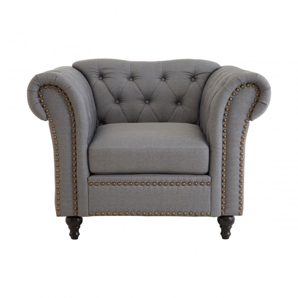 Chesterfield Armchair Upholstered In Grey Designer Furniture £1,000.00