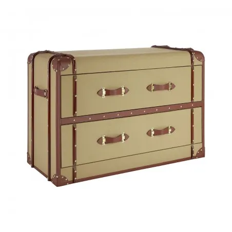 Colonial Steamer Canvas 2 Drawer Trunk Smithers Office £862.00 Mango Wood product_features
