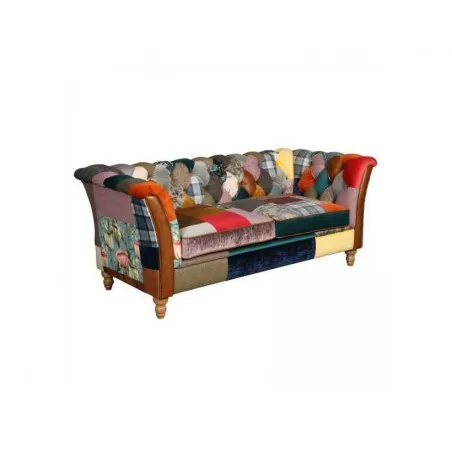 Patchwork Sofa with Velvet & Leather Upholstery Smithers Archives &pound;1,950.00 Living Room Oak Wood product_features