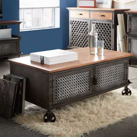 Industrial Coffee Cart Table Living Room Smithers of Stamford £639.00 Store UK, US, EU, AE,BE,CA,DK,FR,DE,IE,IT,MT,NL,NO,ES,S...