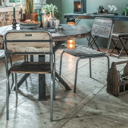 Factory Cafe Dining Chair Smithers Reclaimed Wood Furniture £185.00 Bar FSC Certified Wood Recycled Steel product_features