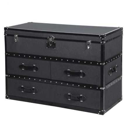Steamer Trunk Chest Of Drawers In Black & Grey Vintage Furniture Smithers of Stamford £648.00 Store UK, US, EU, AE,BE,CA,DK,F...