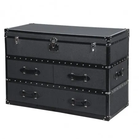 Steamer Trunk Chest Of Drawers In Black & Grey Smithers Vintage Furniture &pound;594.00 Kitchen Diner MDF product_features