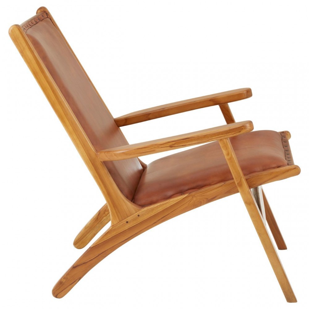 Brown Leather Scandi Armchair Designer Furniture £594.00 Teak Wood product_features