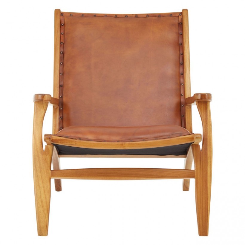 View of Brown Leather Scandi Chair - Occasional Chairs | SMITHERS OF STAMFORD
