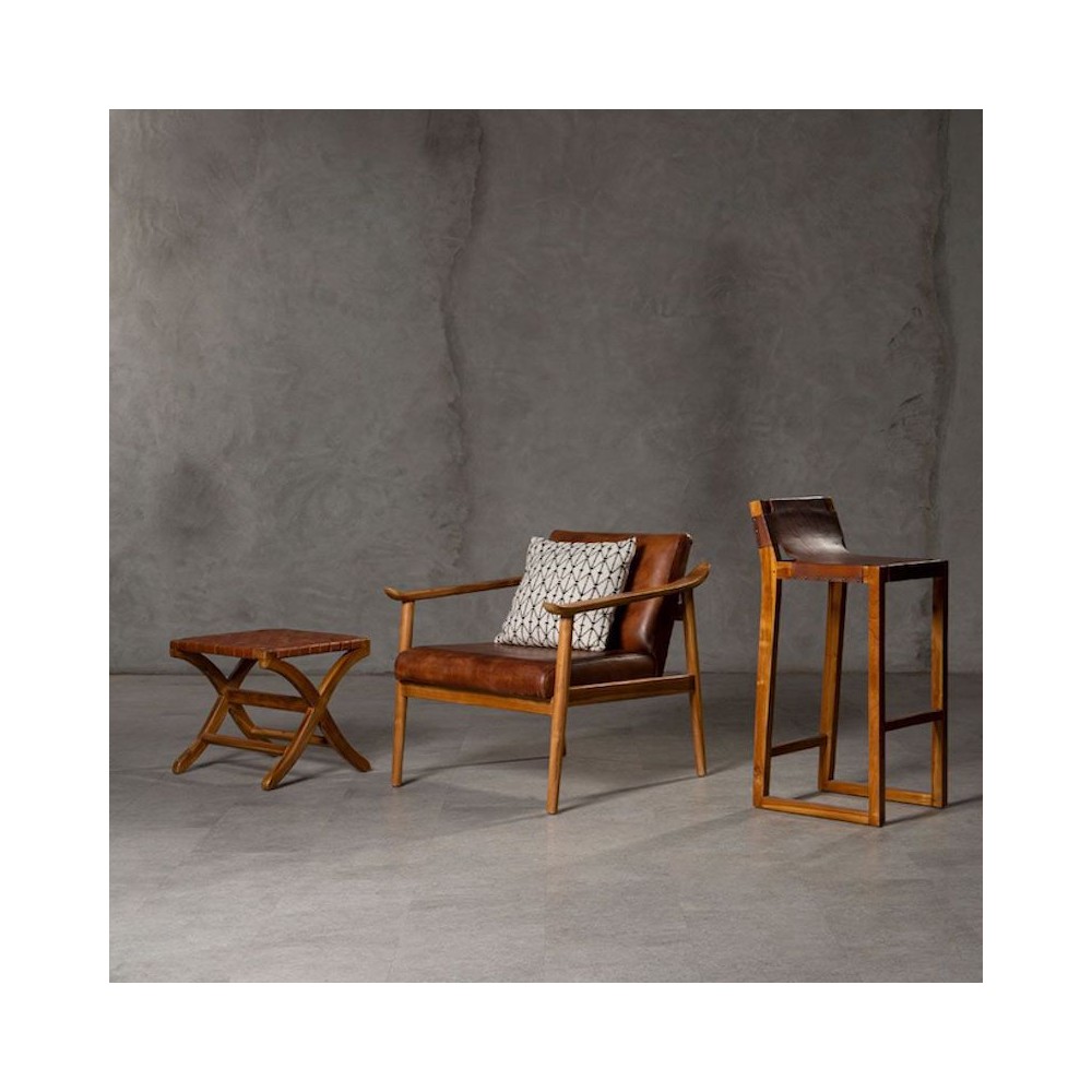 Brown Leather Scandi Armchair Designer Furniture £594.00 Teak Wood product_features