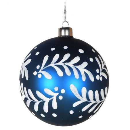 Blue and White Leaves Bauble Baubles £3.95 Store UK, US, EU, AE,BE,CA,DK,FR,DE,IE,IT,MT,NL,NO,ES,SEBlue and White Leaves Bau...