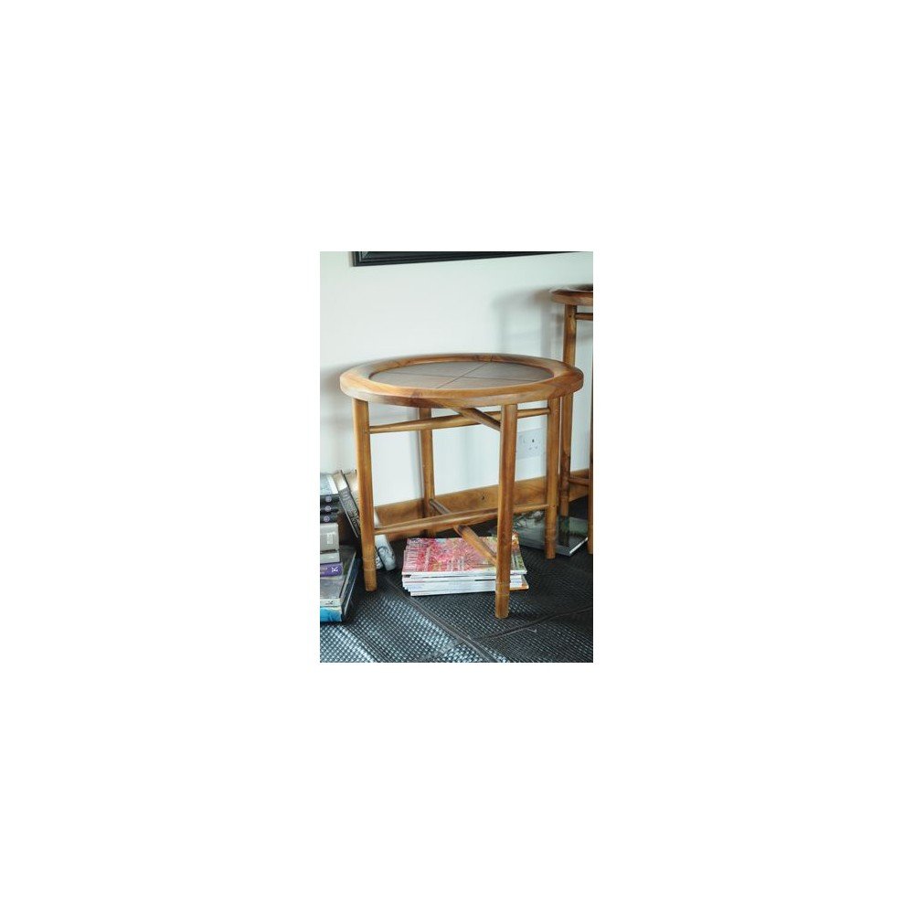 British Colonial Leather Side Table Smithers Archives £208.00 Teak Wood product_features