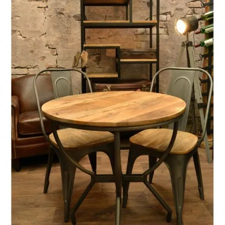 Industrial Tolix Style Dining Table & Chairs Smithers Man Cave Furniture & Decor £732.00 Dining Room Mango Wood Steel product...
