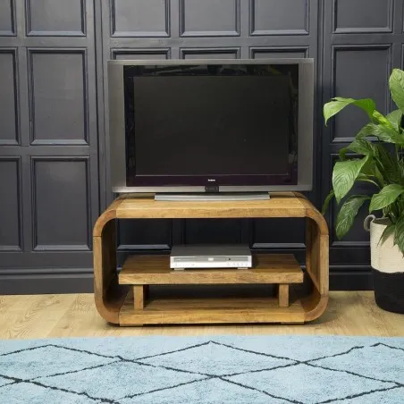 Stockholm Natural Curved TV Unit & Coffee Table Smithers Designer Furniture &pound;481.00 Living Room Mango Wood product_features