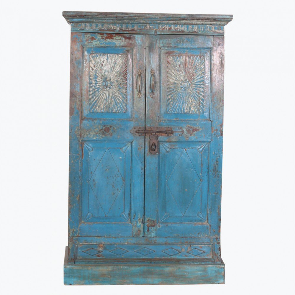 Blue Antique Sunflower 2 Door Hand Carved Cabinet Cabinets & Sideboards £1,604.00 Bathroom Hardwood product_features