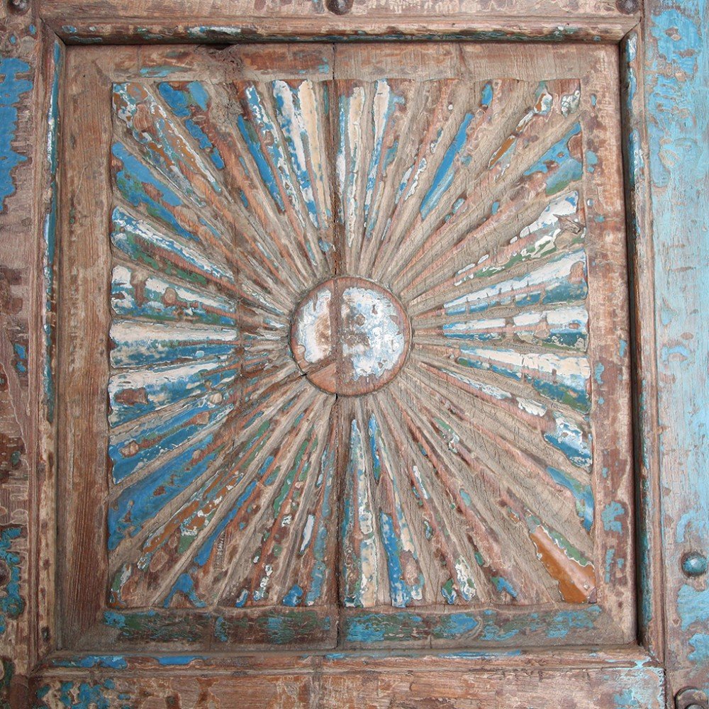 Blue Antique Sunflower 2 Door 6 Panel Hand Carved Cabinet Cabinets & Sideboards £2,163.00 Bathroom Hardwood product_features