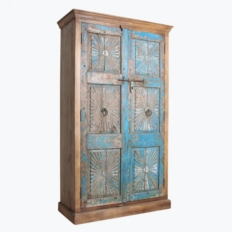 Blue Antique Sunflower 2 Door 6 Panel Hand Carved Cabinet Cabinets & Sideboards  £2,360.00 Store UK, US, EU, AE,BE,CA,DK,FR,D...