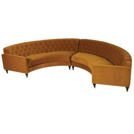Tobacco Curved Conversation Yellow Velvet Sofa Designer Furniture Smithers of Stamford £3,350.00 Store UK, US, EU, AE,BE,CA,D...
