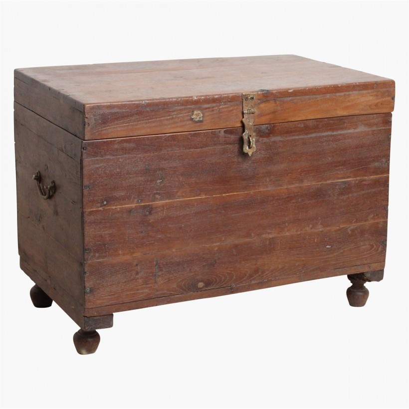 Wood Solid Antique Storage Trunk Chest Smithers • UK, US & Canada