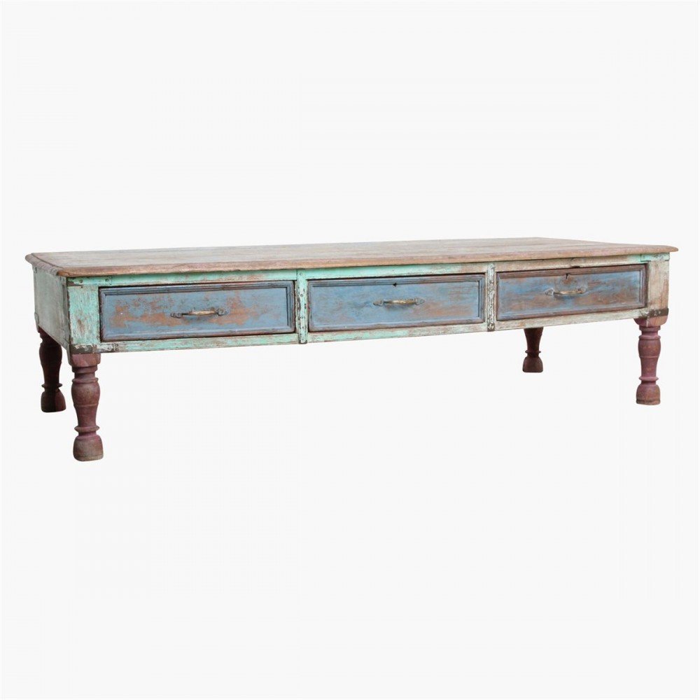 Large Antique, Blue Vintage Coffee Table Smithers Antique Furniture £1,513.00 Living Room Hardwood product_features