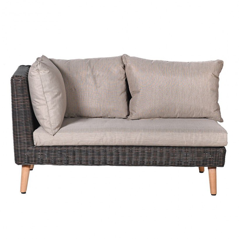 Brown Outdoor Rattan Corner Sofa and Coffee Table with Cushions