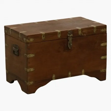 Teak Wood Storage Trunk Chest + Brass Corners Smithers Furniture £450.00 Living Room Teak Wood product_features