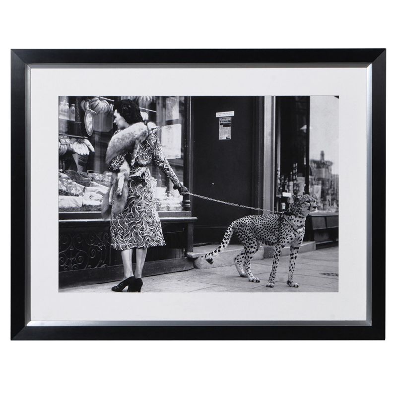 Phyllis Gordon with Her Cheetah On Leash Picture Vintage Wall Art  £237.00 Store UK, US, EU, AE,BE,CA,DK,FR,DE,IE,IT,MT,NL,NO...