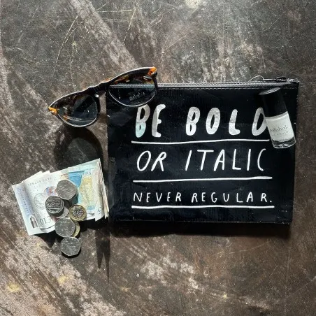 Be Bold Or Italic Never Regular Recycled Make Up Bag  Personal Accessories £23.00      product_features
