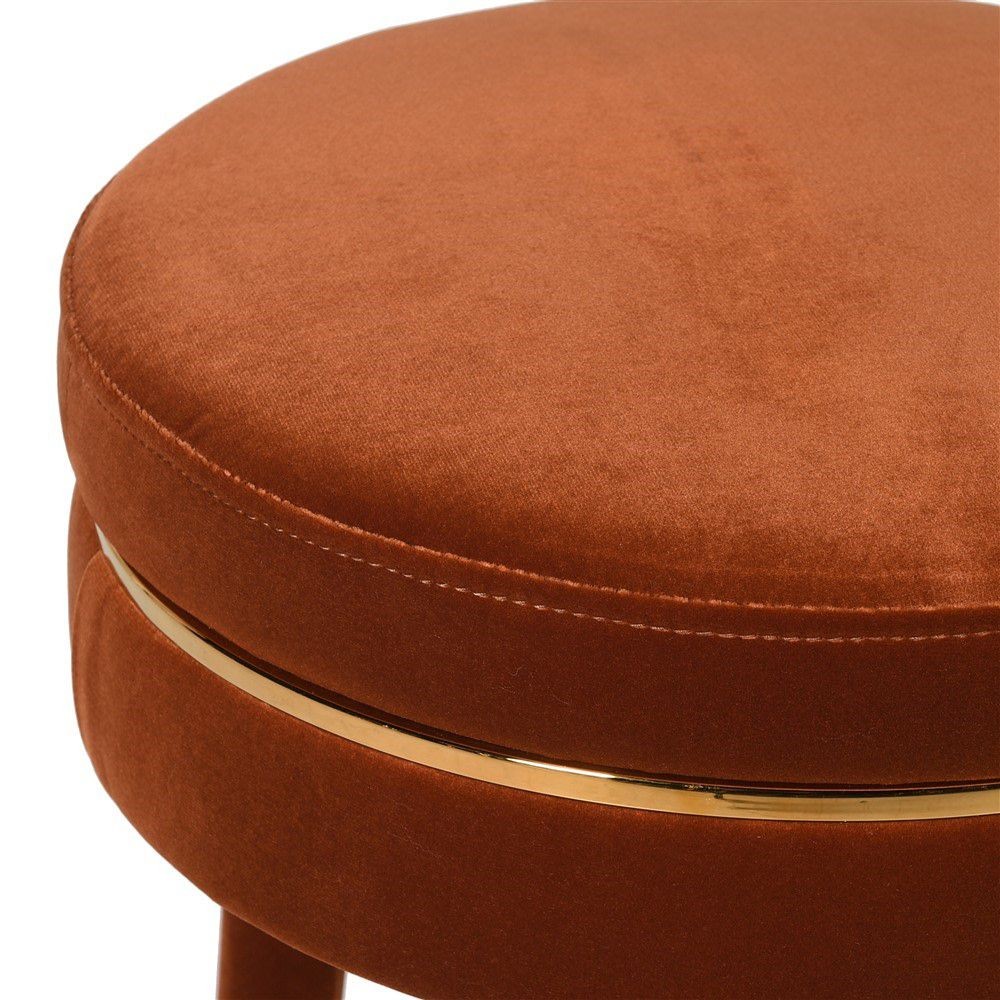 Nicolson Gold Trim Rust Velvet Stool Bar Stools £286.00