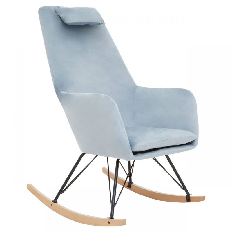 Stockholm Sky Blue Velvet Rocking Chair Designer Furniture Smithers of Stamford £300.00 Store UK, US, EU, AE,BE,CA,DK,FR,DE,I...
