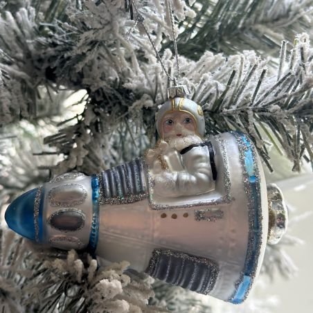 Santa In Space Rocket Bauble