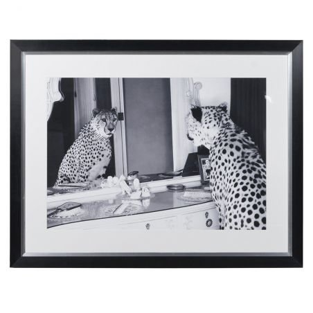 XL Double Take Cheetah In The Mirror Framed Print Vintage Wall Art £425.00 Store UK, US, EU, AE,BE,CA,DK,FR,DE,IE,IT,MT,NL,N...