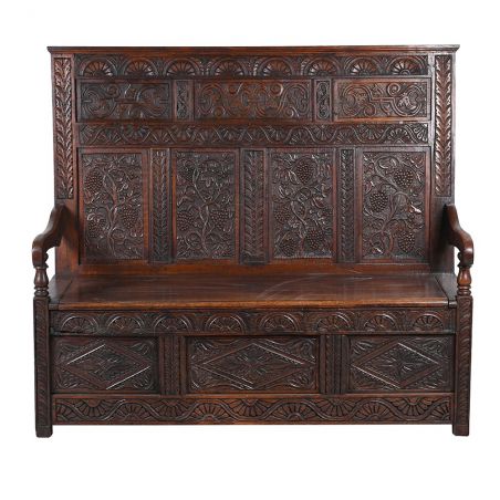 Carved Wood 19th Century Antique Monks Bench Antiques Smithers of Stamford £2,700.00 Store UK, US, EU, AE,BE,CA,DK,FR,DE,IE,I...