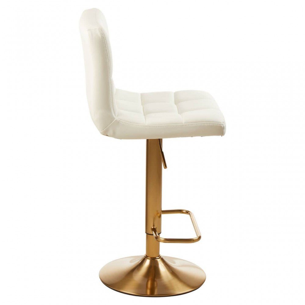 White and Gold Adjustable Gas Lift Bar Stool Smithers Furniture £154.00 All Rooms Steel product_features