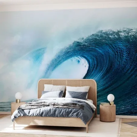 Blue Wave Surf Woven Mural Smithers Wallpaper £55.00      product_features