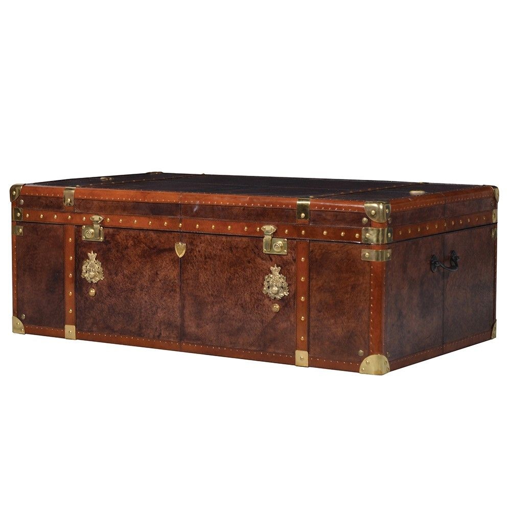 Jaipur Brown Leather Storage Trunk Smithers of Stamford • online