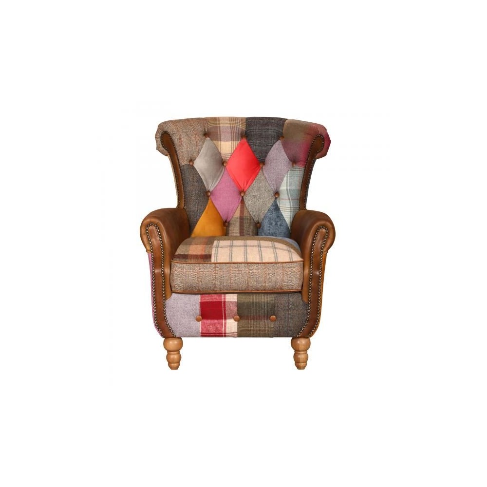 Patchwork Armchair – Crusader Leather & Tweed Statement Chair Smithers Chesterfield £1,550.00 product_features