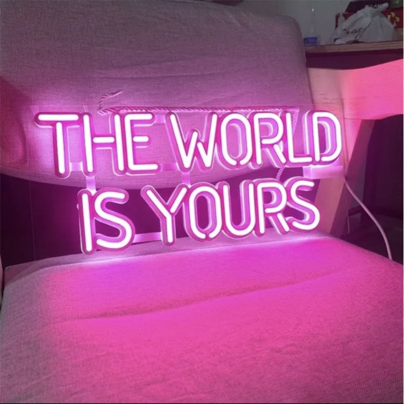 The World Is Yours Neon Sign, Neon Signs for Wall Decor, Neon Dimmable