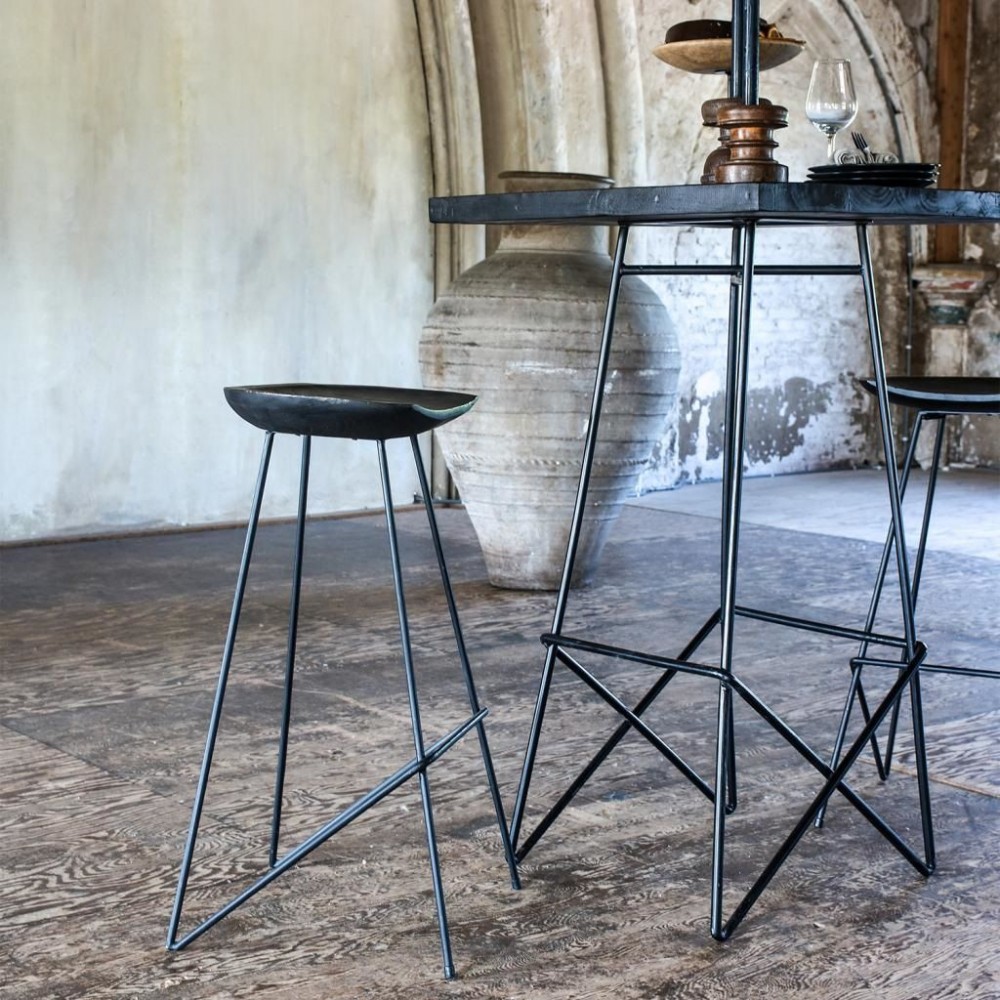 Loft Black Wood Bar Stools Smithers Industrial Furniture £281.00 Kitchen Diner Teak Wood Steel product_features