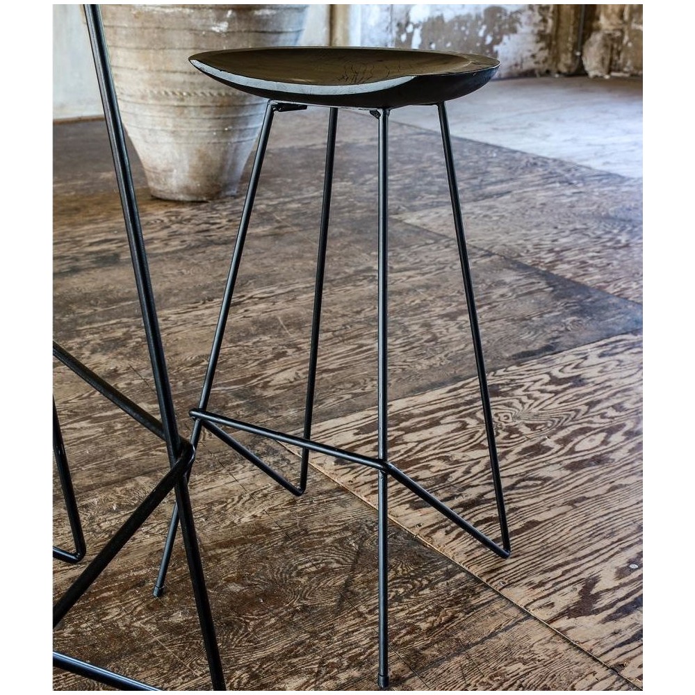 Loft Black Wood Bar Stools Smithers Industrial Furniture £281.00 Kitchen Diner Teak Wood Steel product_features