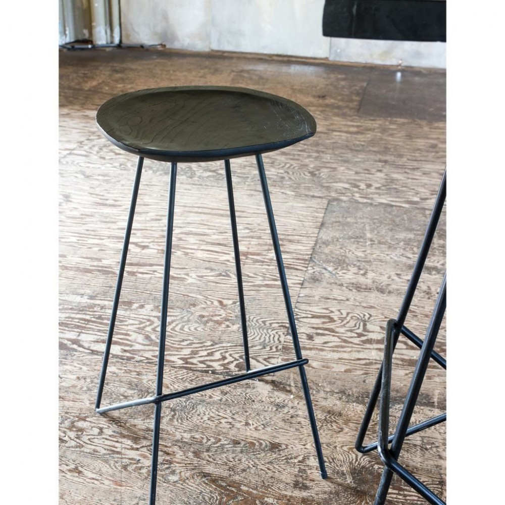 Loft Black Wood Bar Stools Smithers Industrial Furniture £281.00 Kitchen Diner Teak Wood Steel product_features