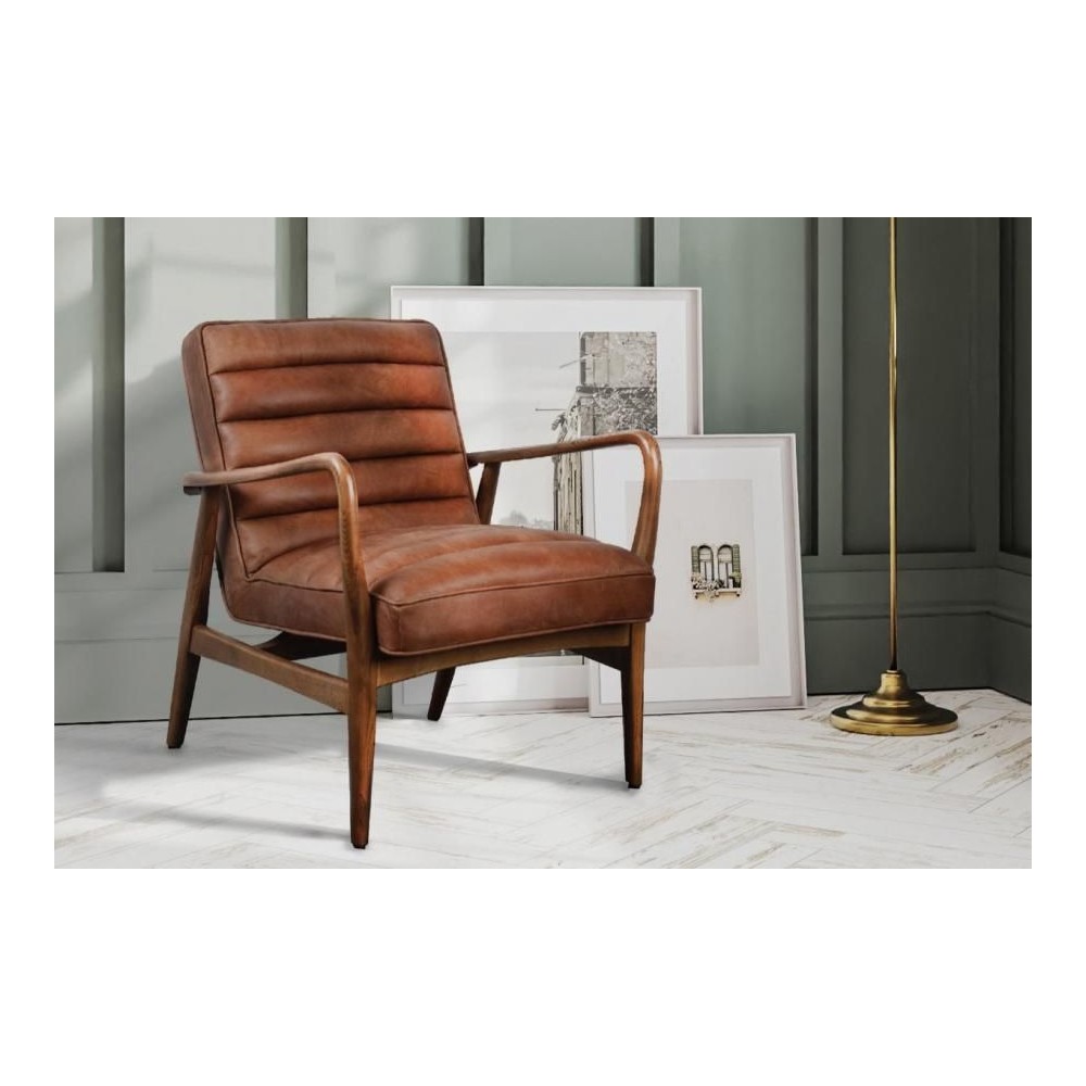 Tan Leather Armchair Smithers Designer Furniture £1,192.00 Mango Wood product_features