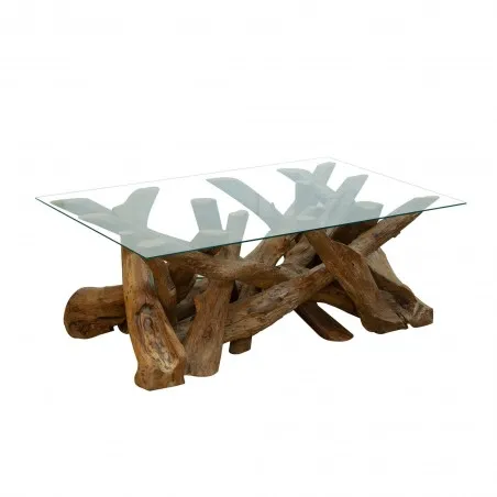 Large Driftwood Glass Top Coffee Table Side Tables & Coffee Tables &pound;699.00 Living Room Driftwood product_features