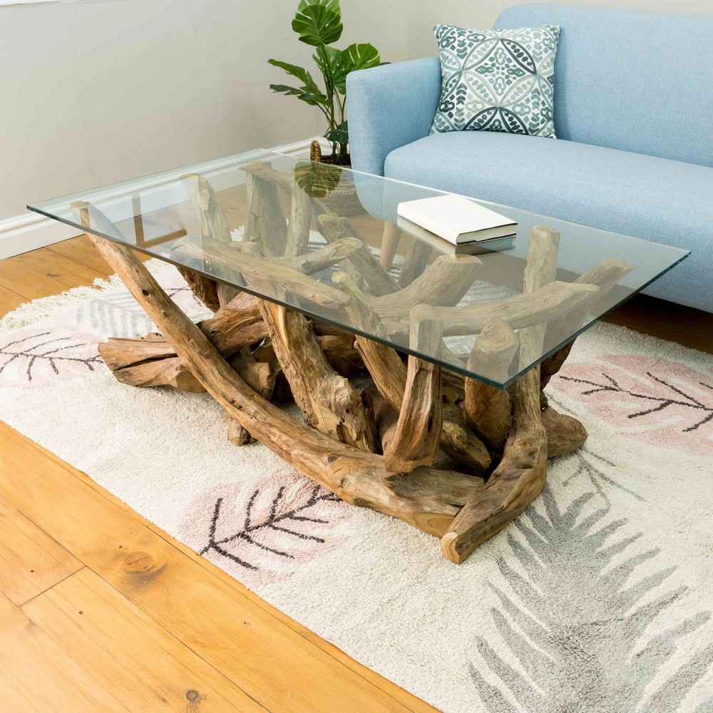 Large Driftwood Glass Top Coffee Table Side Tables & Coffee Tables £699.00 Living Room Driftwood product_features