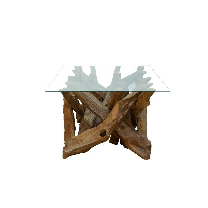 Glass Top Driftwood Coffee Table UK Smithers