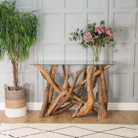 Driftwood Glass Top Console Table Hallway &pound;720.00 Living Room Driftwood product_features