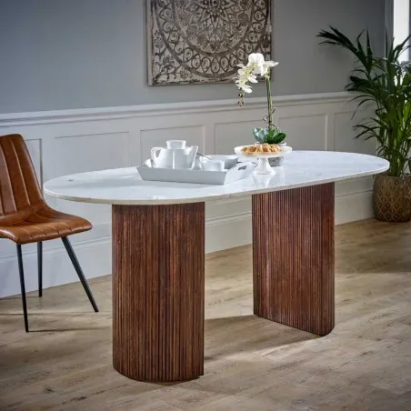 Lotus Marble and Wood Dining Table Smithers Furniture &pound;950.00 Dining Room Iron product_features