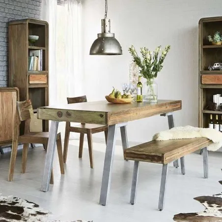 The Workshop Dining Table and Bench Set Smithers Reclaimed Wood Furniture £1,750.00 Reclaimed Wood Beams Reclaimed Steel prod...